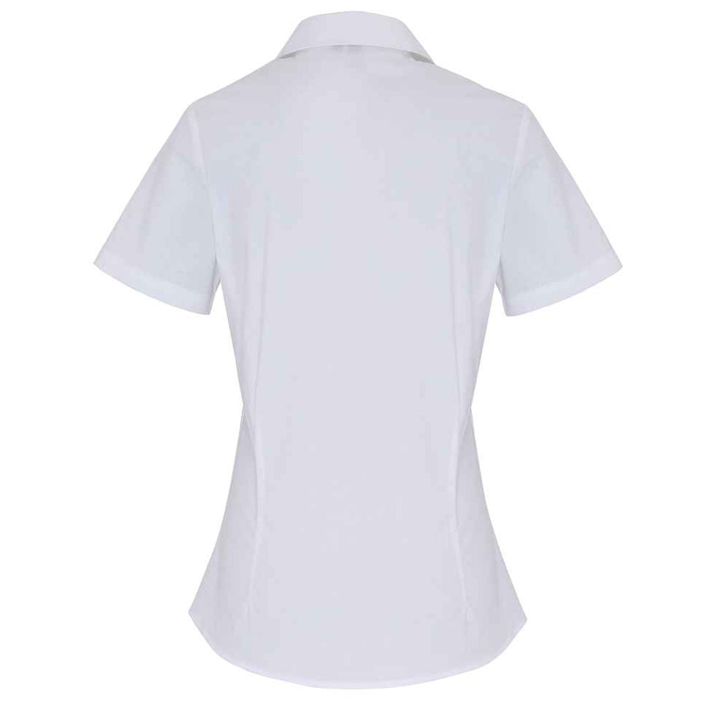 White - Back - Premier Womens-Ladies Cotton Poplin Stretch Short-Sleeved Shirt