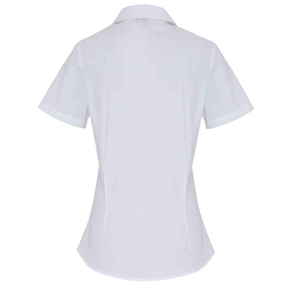 White - Back - Premier Womens-Ladies Cotton Poplin Stretch Short-Sleeved Shirt