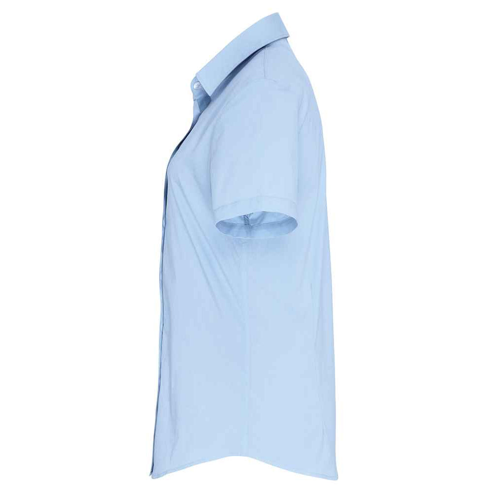Pale Blue - Side - Premier Womens-Ladies Cotton Poplin Stretch Short-Sleeved Shirt