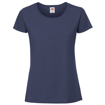 Navy - Front - Fruit of the Loom Womens-Ladies Iconic 190 T-Shirt
