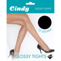 Black - Front - Cindy Womens-Ladies 15 Denier Glossy Tights (1 Pair)