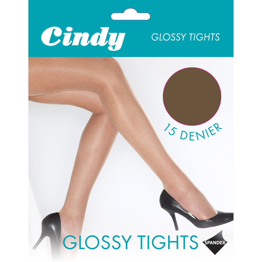 Natural - Front - Cindy Womens-Ladies 15 Denier Glossy Tights (1 Pair)