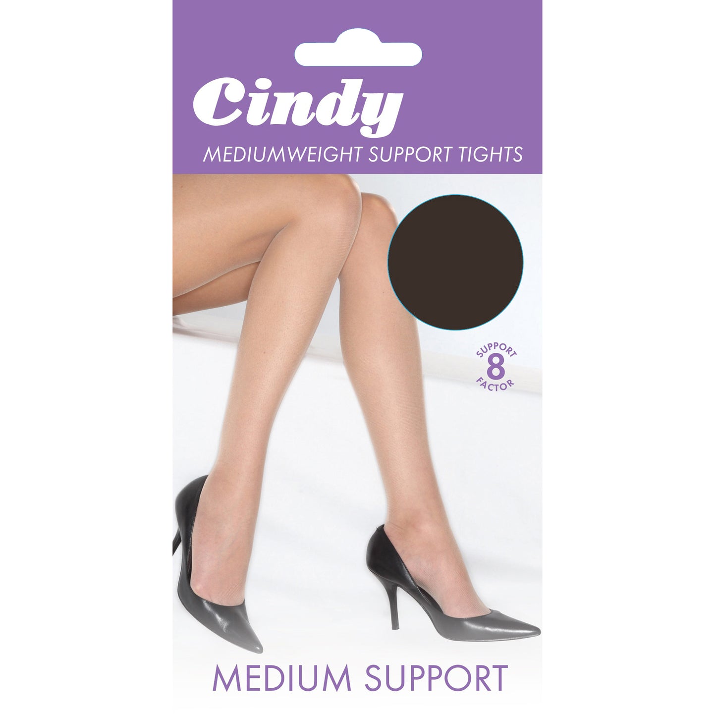 Barely Black - Front - Cindy Womens-Ladies Mediumweight Support Tights (1 Pair)