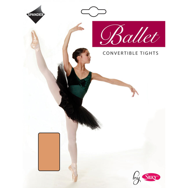 Tan - Back - Silky Girls Dance Ballet Tights Convertible (1 Pair)