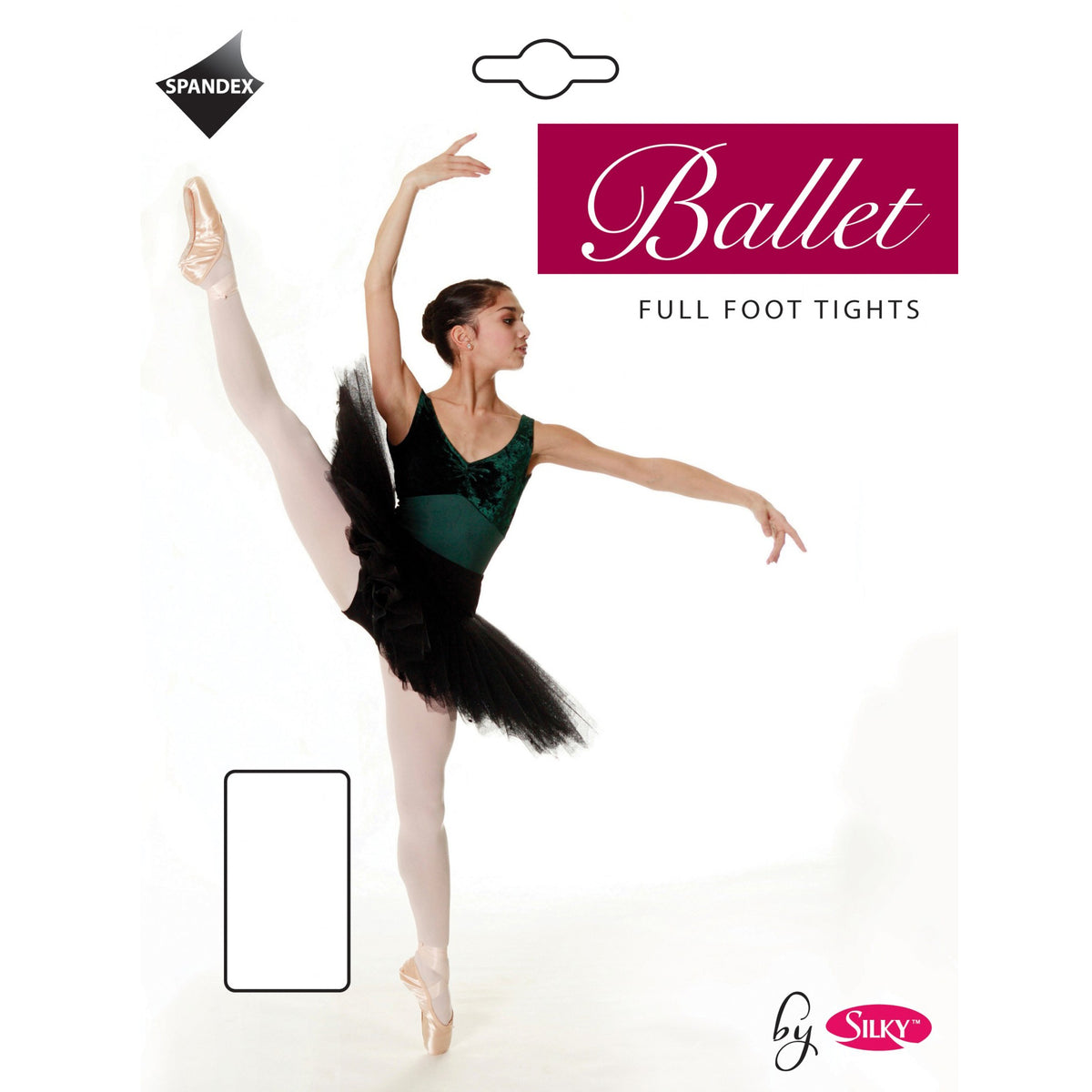White - Back - Silky Girls Dance Ballet Tights Full Foot (1 Pair)