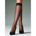 Barely Black - Back - Silky Womens-Ladies Shine Knee Highs (1 Pair)