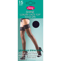 Navy - Front - Silky Womens-Ladies Shine Lace Top Hold Ups (1 Pair)