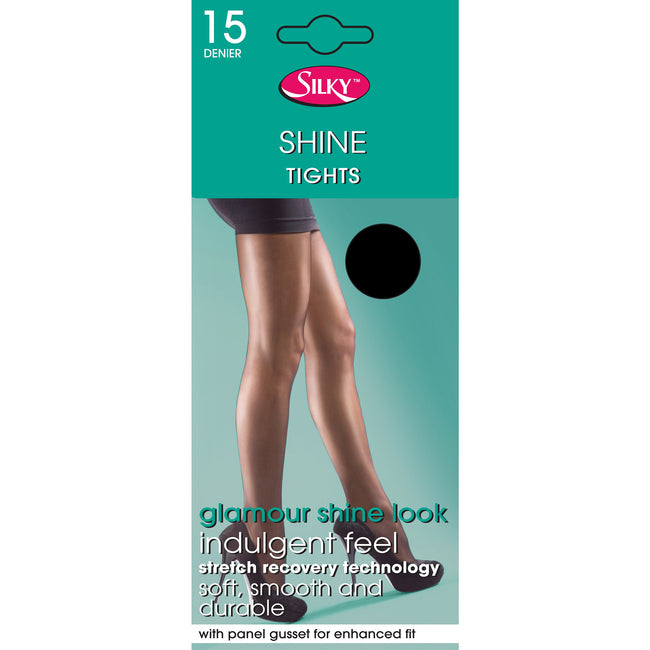 Black - Front - Silky Womens-Ladies Shine Tights Extra Size (1 Pair)