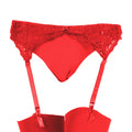 Red - Front - Silky Womens-Ladies Narrow Lace Suspender Belt (1 Pair)