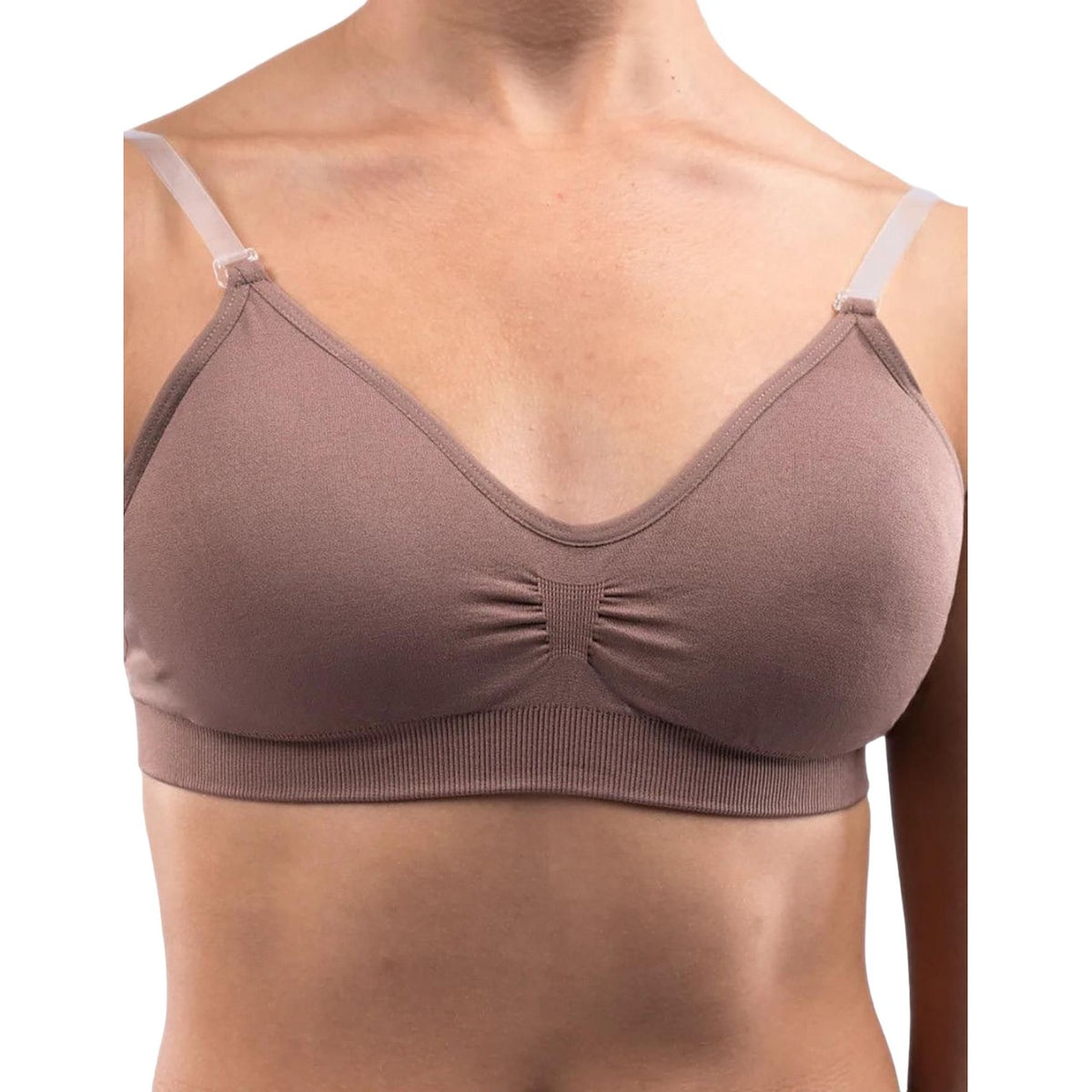 Dark Nude - Front - Silky Womens-Ladies Dance Seamless Clear Back Bra (1 Garment)