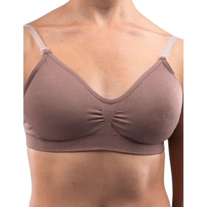 Dark Nude - Front - Silky Womens-Ladies Dance Seamless Clear Back Bra (1 Garment)