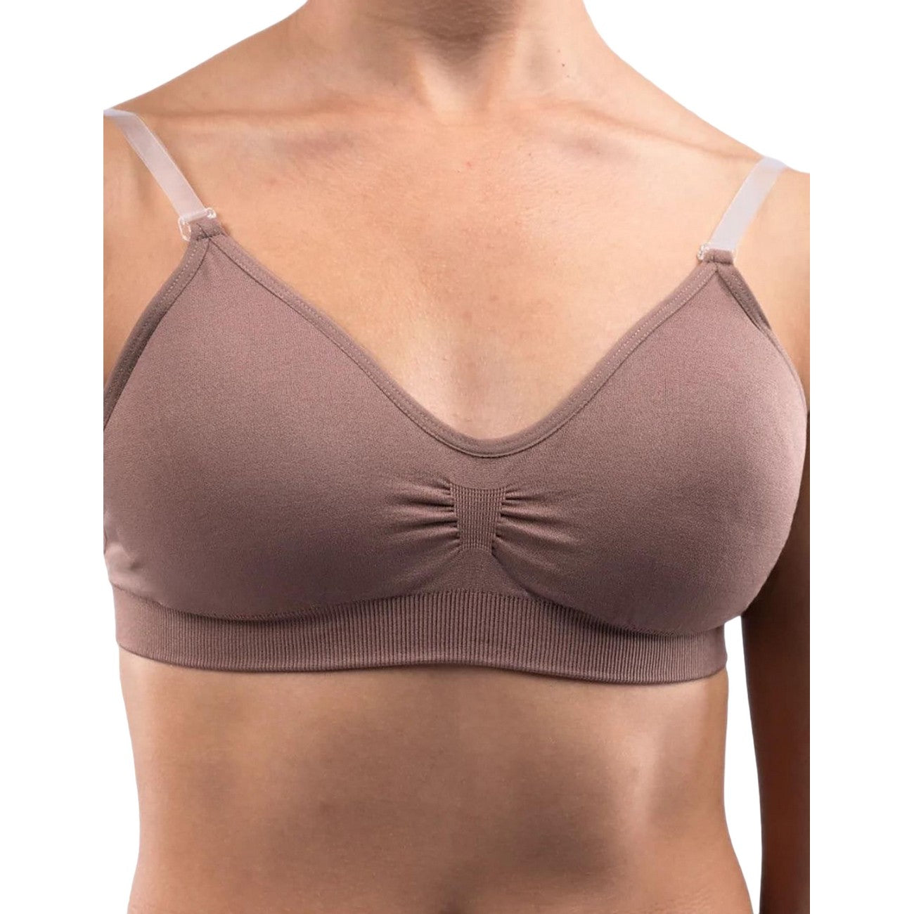 Dark Nude - Front - Silky Womens-Ladies Dance Seamless Clear Back Bra (1 Garment)