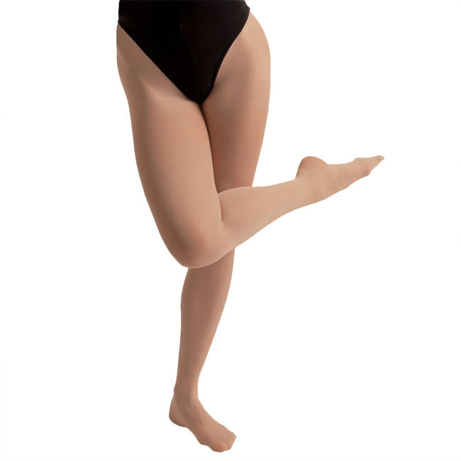 Tan - Front - Silky Childrens Girls Dance Essential Full Foot Tights (1 Pair)
