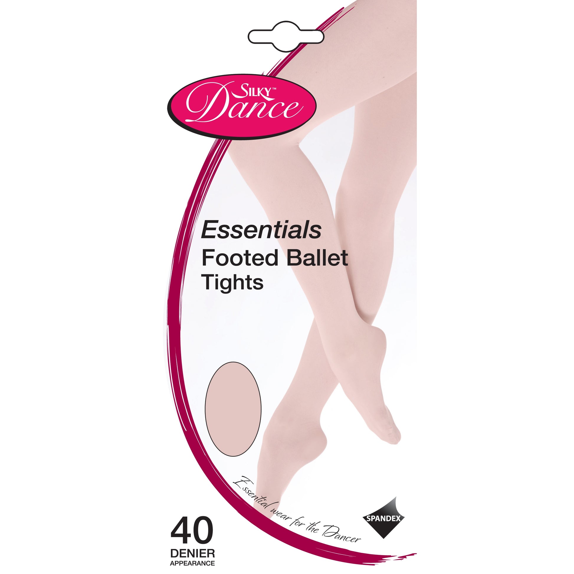 Pink - Back - Silky Womens-Ladies Dance Essential Full Foot Tights (1 Pair)