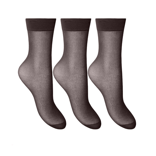 Barley Black - Front - Joanna Gray Womens-Ladies Anklets (3 Pairs)