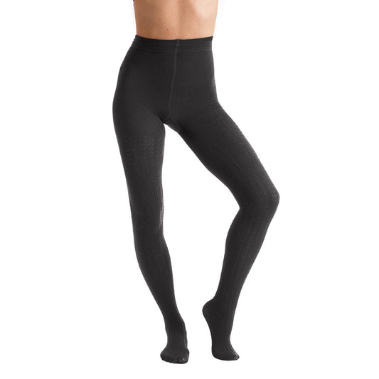 Black - Front - Couture Womens-Ladies Fashion Cable Fleece Tights (1 Pair)