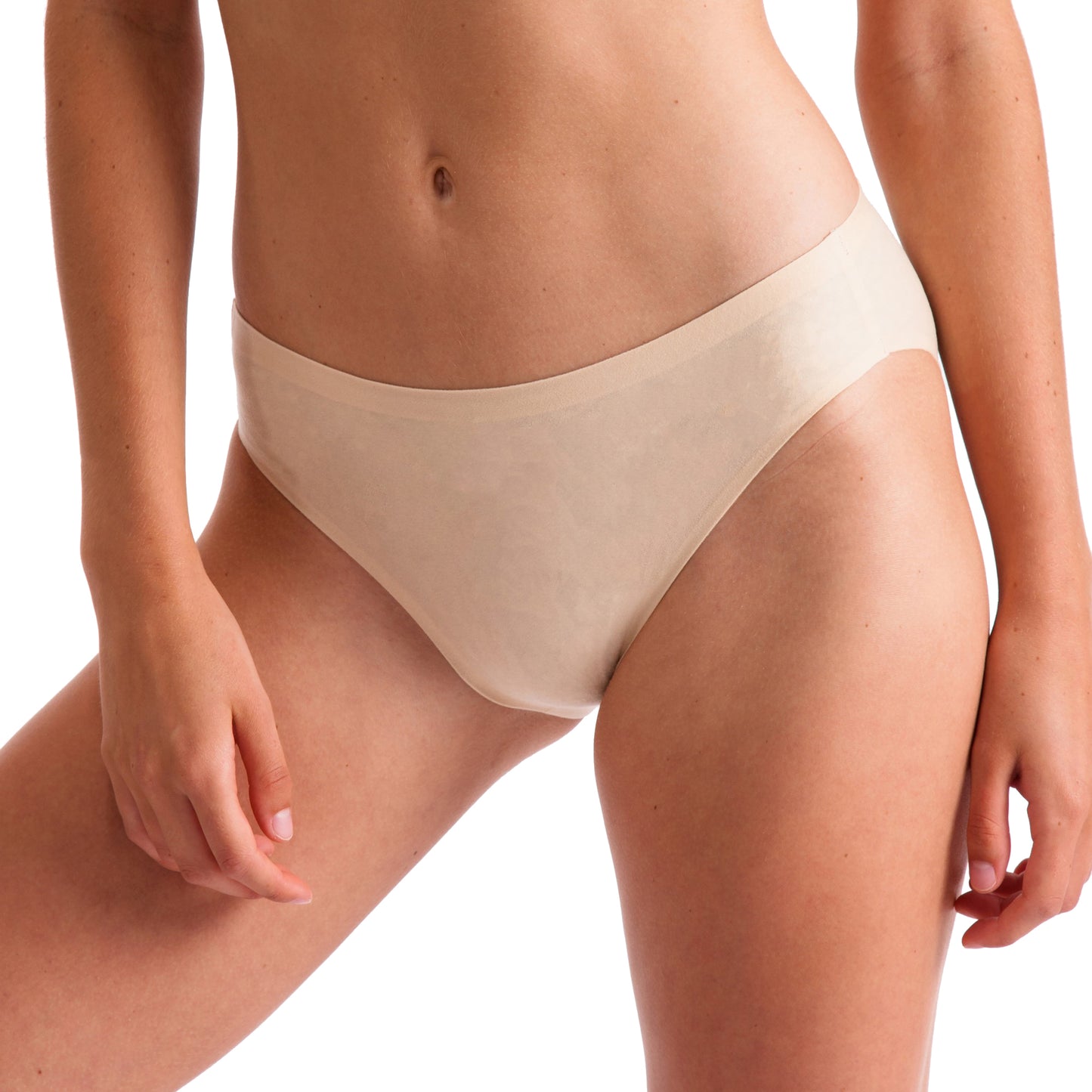Nude - Front - Silky Childrens Girls Dance Invisible High Cut Brief