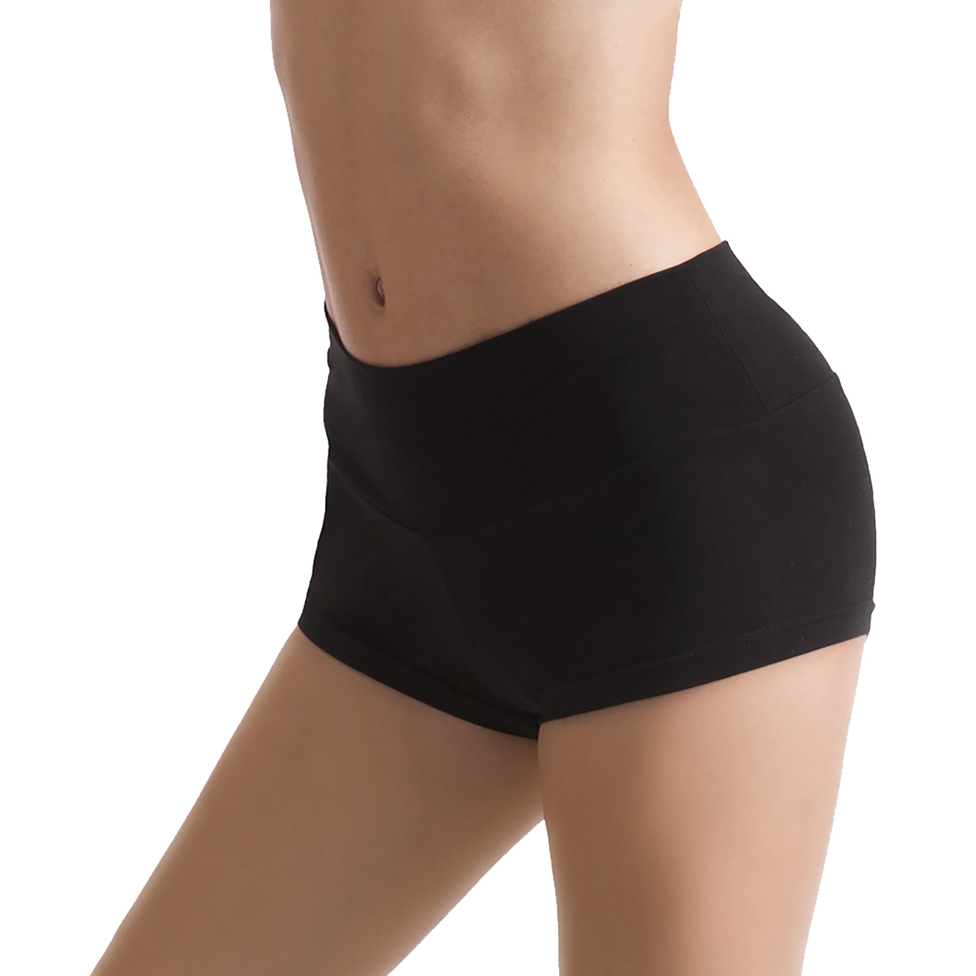 Black - Back - Silky Womens-Ladies Cotton Dance Shorts