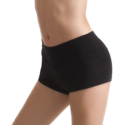 Black - Back - Silky Womens-Ladies Cotton Dance Shorts