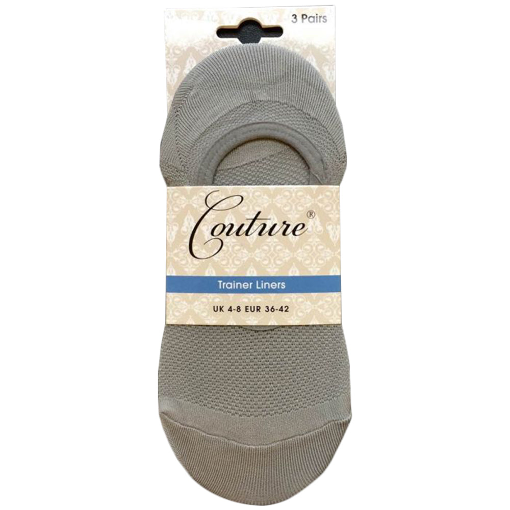 Black-Grey-White - Front - Couture Womens-Ladies Trainer Socks (Pack of 3)