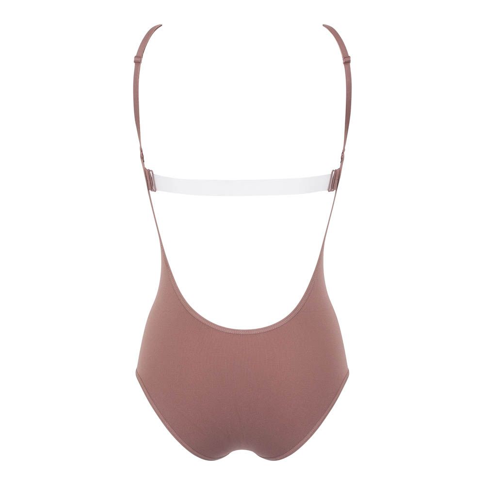 Dark Nude - Back - Silky Dance Womens-Ladies Low Back Bodysuit
