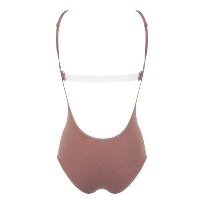 Dark Nude - Back - Silky Dance Womens-Ladies Low Back Bodysuit