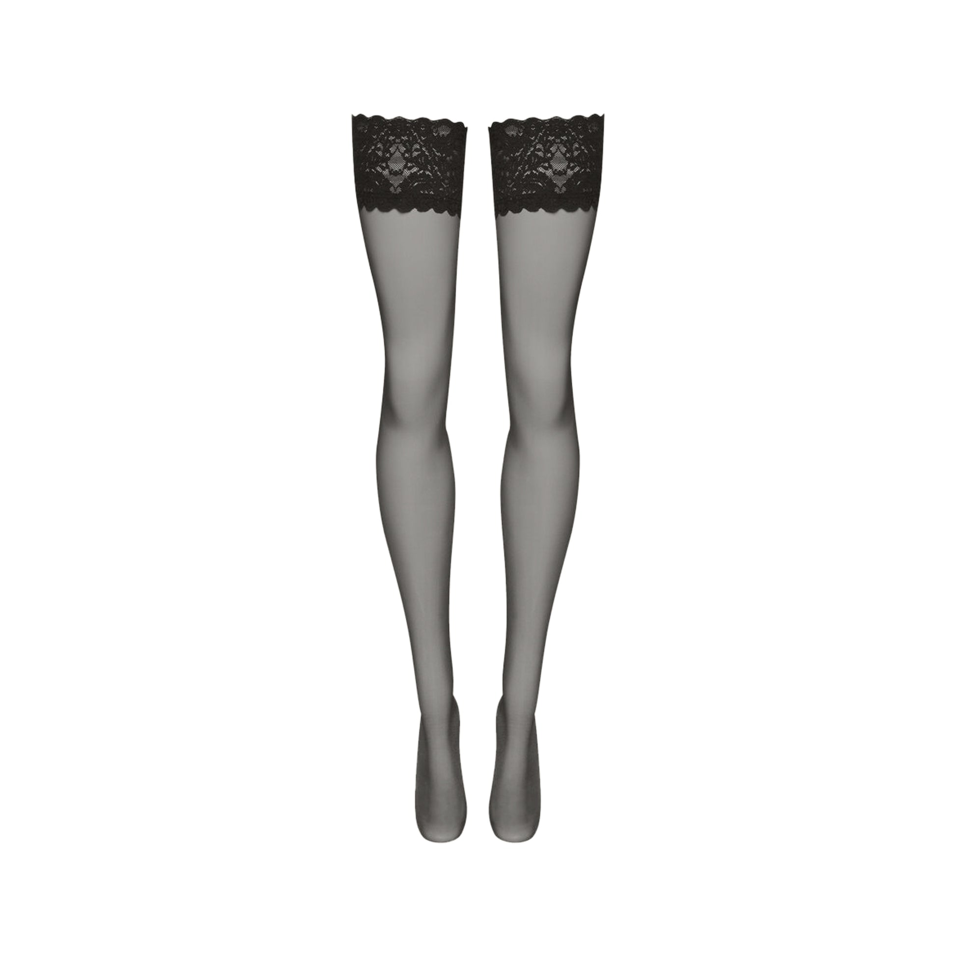 Black - Back - Couture Womens-Ladies Luxurious Deep Lace Hold Up Stockings