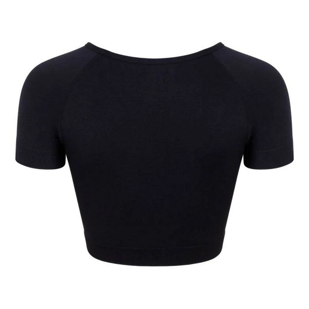 Black - Back - Silky Girls Plain Crop Top