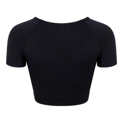 Black - Back - Silky Girls Plain Crop Top