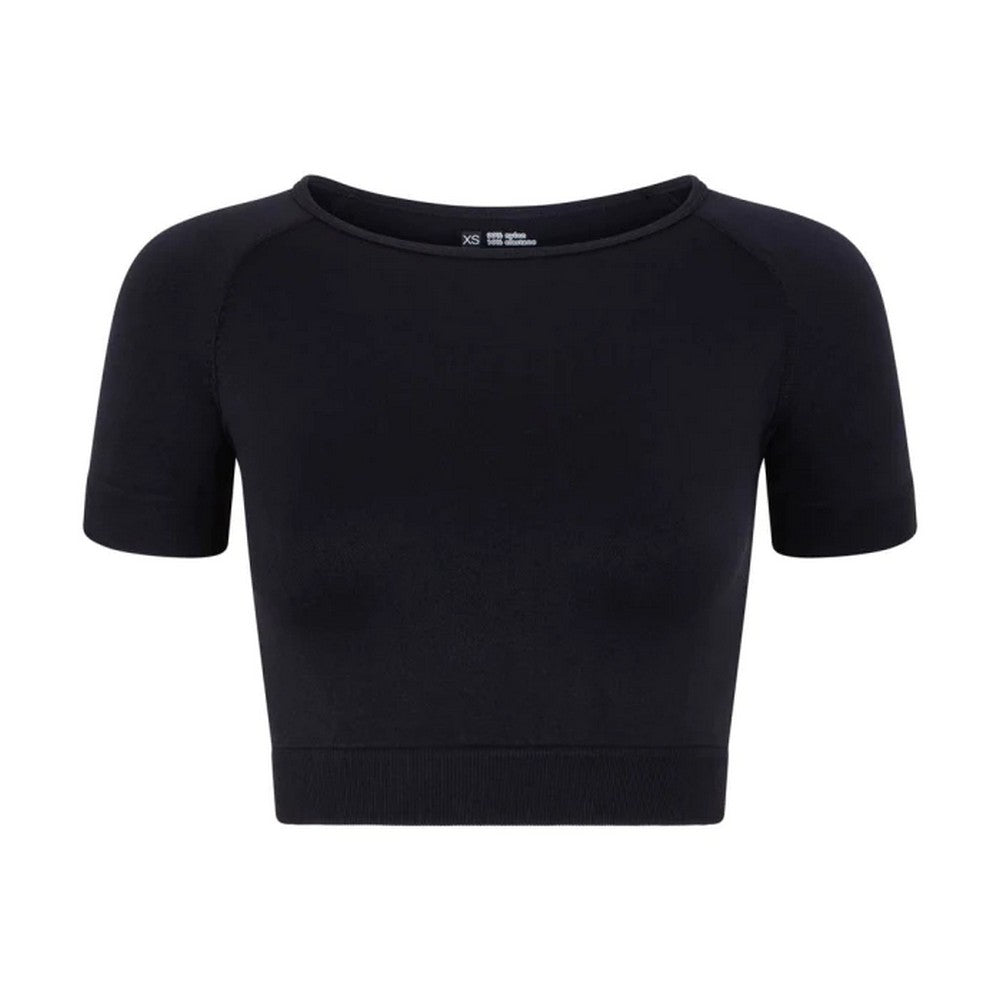 Black - Front - Silky Girls Plain Crop Top