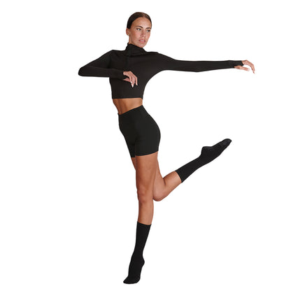 Black - Side - Silky Dance Womens-Ladies Gripped Turning Compression Socks