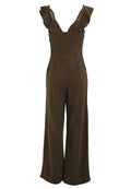 Khaki Green - Close up - Girls On Film Womens-Ladies Sabor Frill Jumpsuit