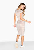 Pink-White - Lifestyle - Girls On Film Womens-Ladies Alicia Gathered Side Bodycon Dress