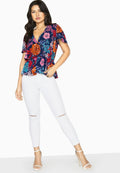 Blue - Back - Girls On Film Womens-Ladies Jackson Mock Wrap Blouse