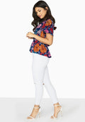 Blue - Pack Shot - Girls On Film Womens-Ladies Jackson Mock Wrap Blouse
