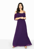 Purple - Back - Girls On Film Womens-Ladies Motion Cold Shoulder Maxi Dress