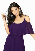 Purple - Side - Girls On Film Womens-Ladies Motion Cold Shoulder Maxi Dress