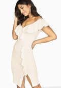 White - Pack Shot - Girls On Film Womens-Ladies Silhouette Ruffle Dress