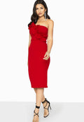 Red - Pack Shot - Girls On Film Womens-Ladies Halcyon Frill Bandeau Dress
