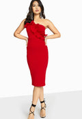 Red - Close up - Girls On Film Womens-Ladies Halcyon Frill Bandeau Dress