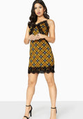 Yellow - Close up - Girls On Film Womens-Ladies Lucky Date Lace Trim Slip Dress