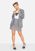 Grey - Pack Shot - Girls On Film Womens-Ladies Avenue Check Blazer