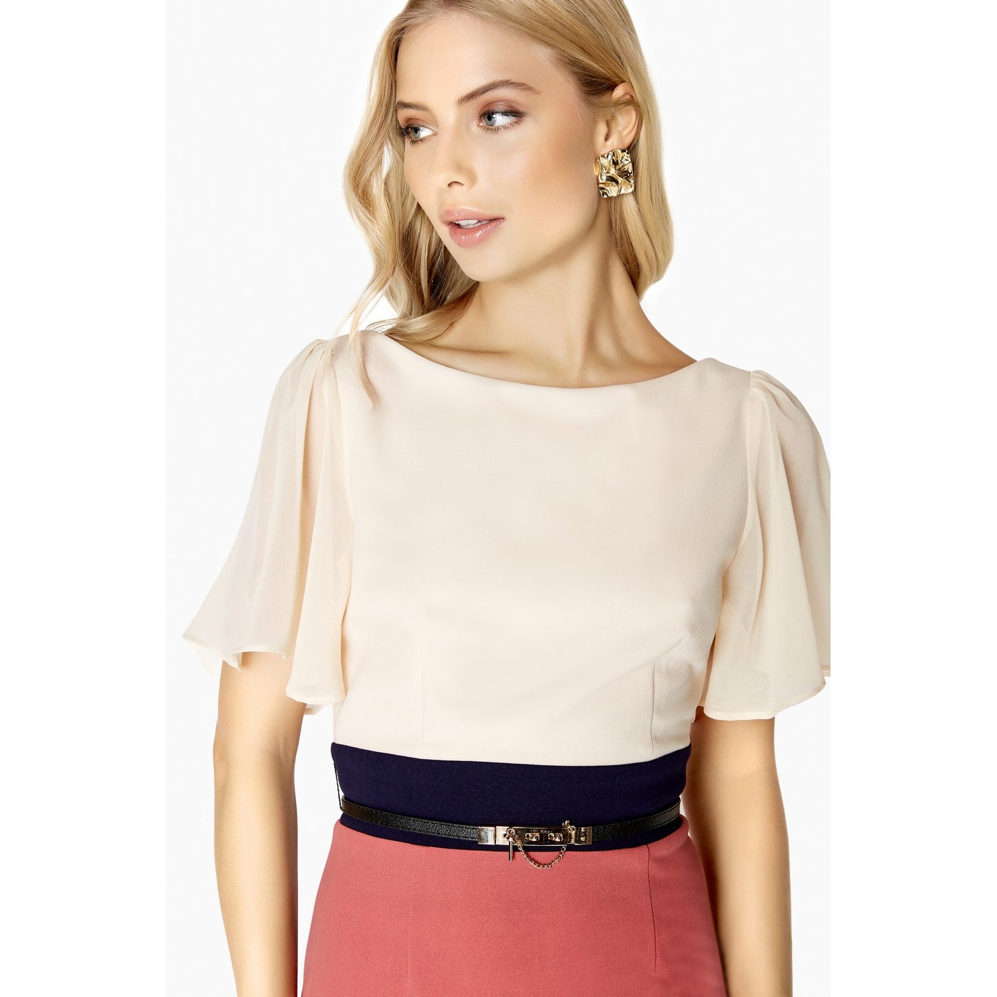 Pink-Navy - Lifestyle - Paper Dolls Womens-Ladies Cannes Stripe Panel Dress