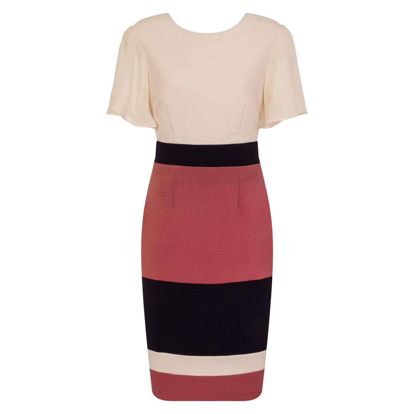 Pink-Navy - Pack Shot - Paper Dolls Womens-Ladies Cannes Stripe Panel Dress