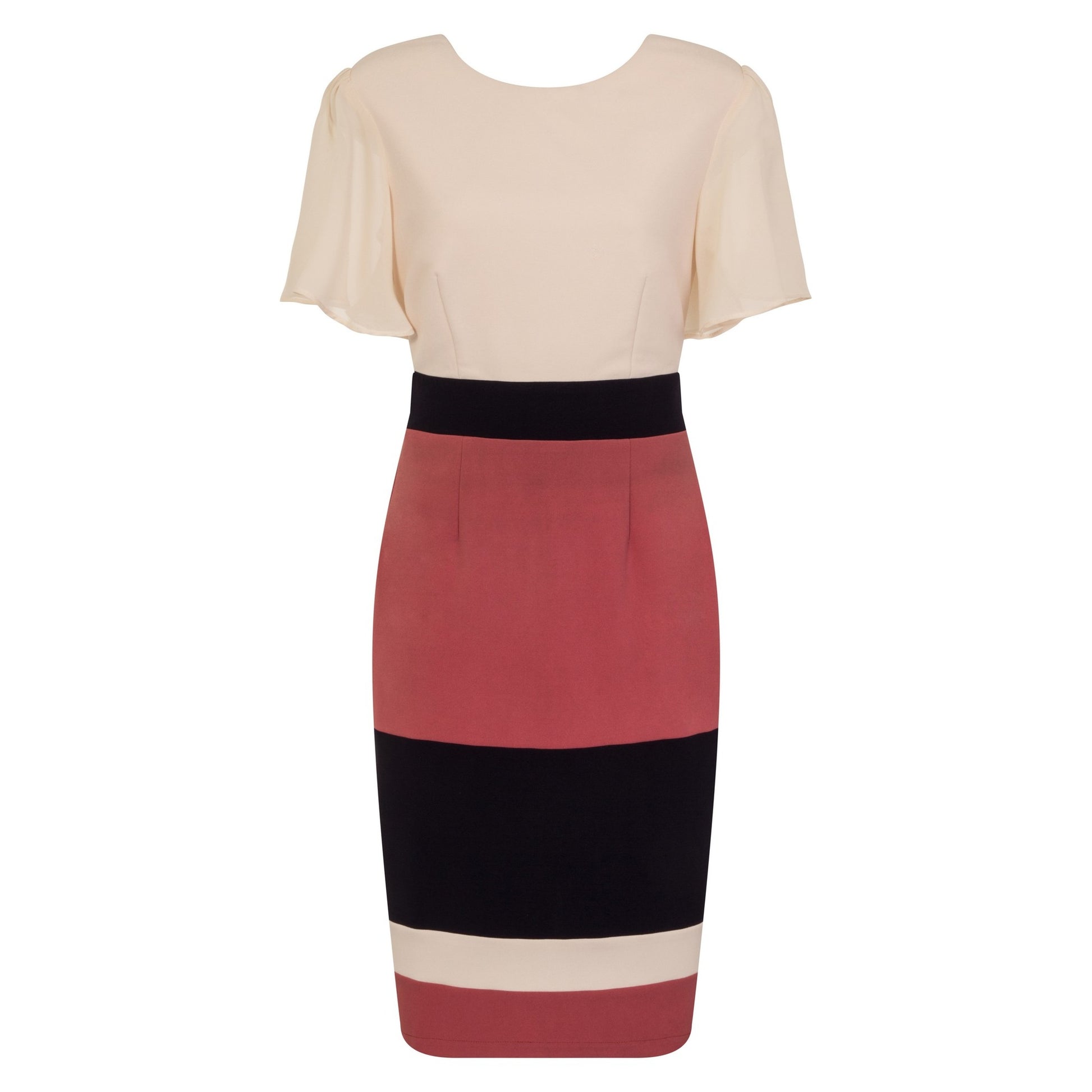 Pink-Navy - Pack Shot - Paper Dolls Womens-Ladies Cannes Stripe Panel Dress