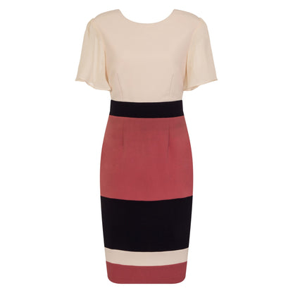 Pink-Navy - Pack Shot - Paper Dolls Womens-Ladies Cannes Stripe Panel Dress
