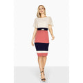 Pink-Navy - Front - Paper Dolls Womens-Ladies Cannes Stripe Panel Dress
