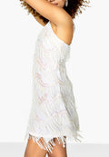 White - Side - Girls On Film Womens-Ladies Cheers Chevron Fringe Dress