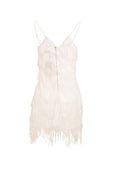 White - Close up - Girls On Film Womens-Ladies Cheers Chevron Fringe Dress