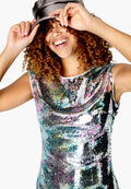 Silver - Pack Shot - Girls On Film Womens-Ladies Aion Metallic Sequin Dress